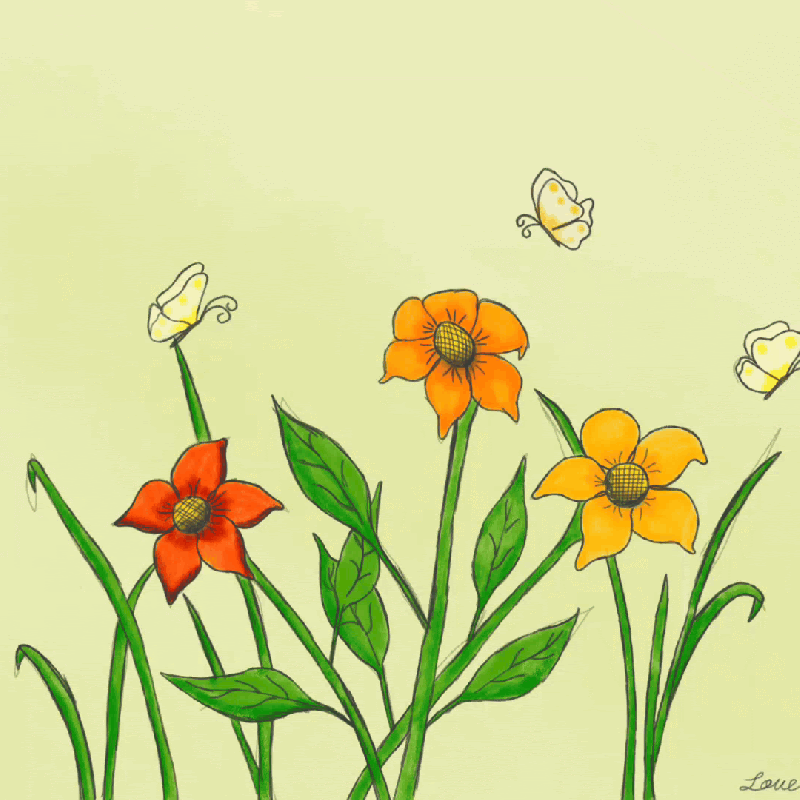 Flores y mariposas de&nbsp;otoño